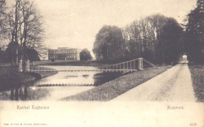 Ansichtkaart van kasteel Enghuizen omstreeks 1906