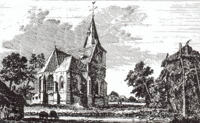 N.H. kerk van Hummelo (gravure van Jan de Beijer, 1743)